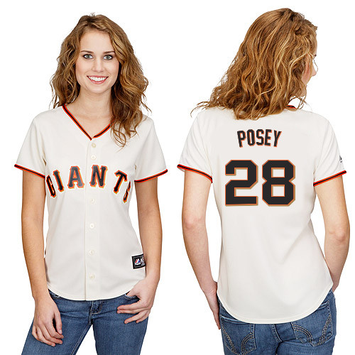 Buster Posey #28 mlb Jersey-San Francisco Giants Women's Authentic Home White Cool Base Baseball Jersey